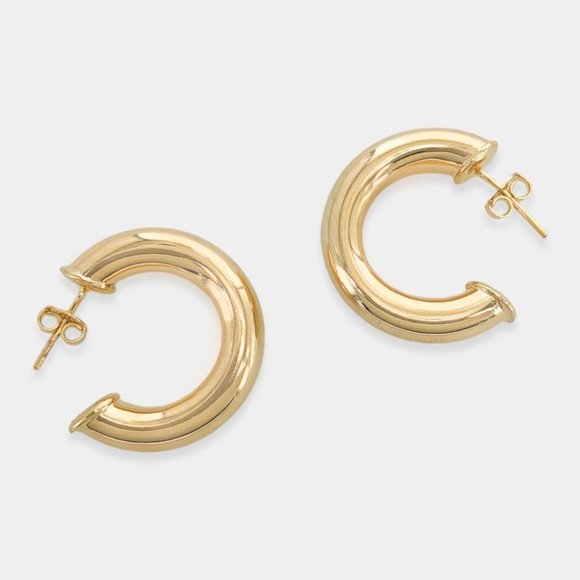 NEW 18K Gold Filled Tube Hoop Earrings - Picture 1 of 6
